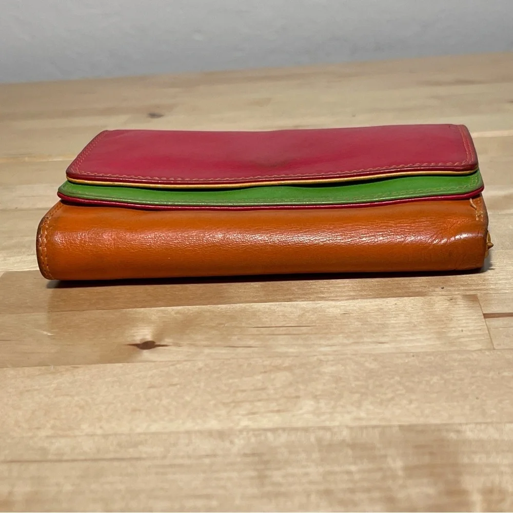 Mywalit Double Flap Purse Wallet Royal Blue Leather Organizer ID Coin Pocket